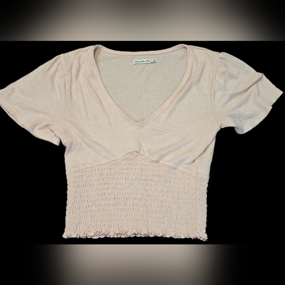 Abercrombie & Fitch Women's S, Smocked Waist Cropped Top: Preppy Boho